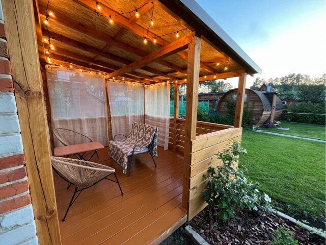 Вариант веранды на даче Terrassenüberdachungen: Nützliche Planungshilfen Pergola, Pergola plans, Patio