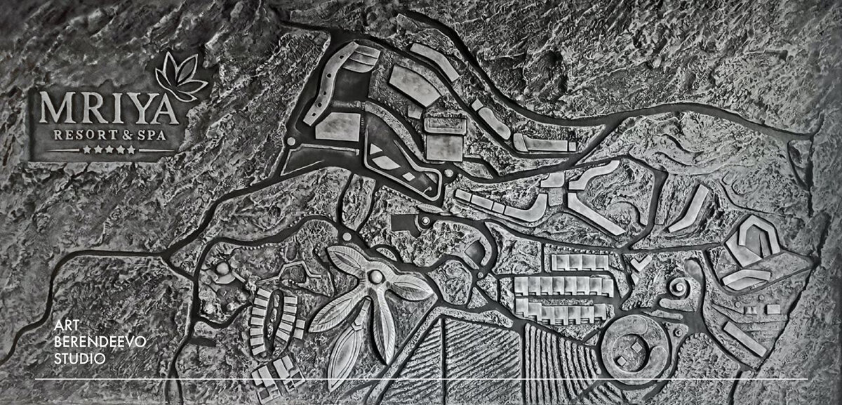 Барельеф из арт бетона в виде карты гостиничного комплекса Mriya Resort&Spa 5* | ART BERENDEEVO STUDIO