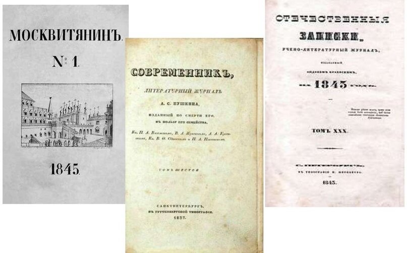 «…два огромных шкафа в верхнем необитаемом этаже нашего дома ломились от книжек «Отечественных Записок», «Современника», «Московитянина», «Библиотеки для чтения», «Дела», «Русского вестника», «Иллюстрации», начиная с конца 30-х годов.»