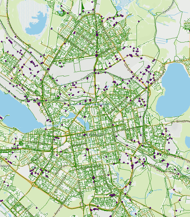 Граф дорожного движения на территорию Екатеринбурга