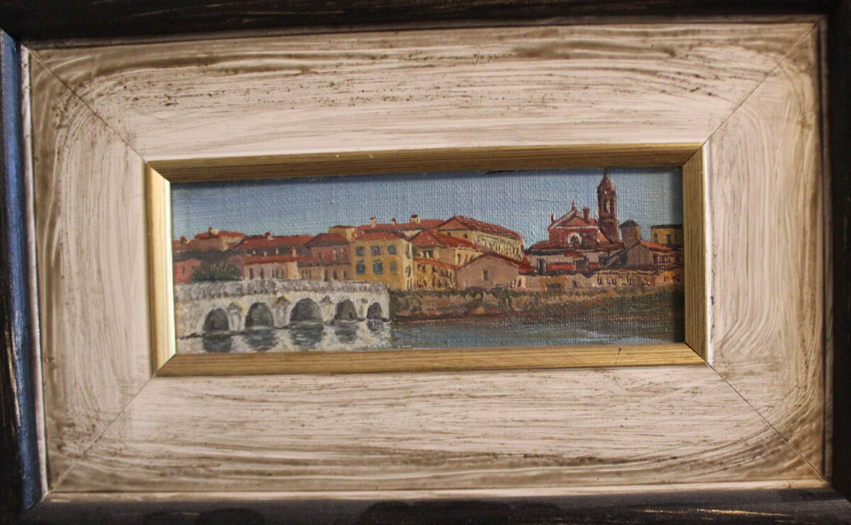 "Римини. Мост Тиберио"        холст.масло      6х16