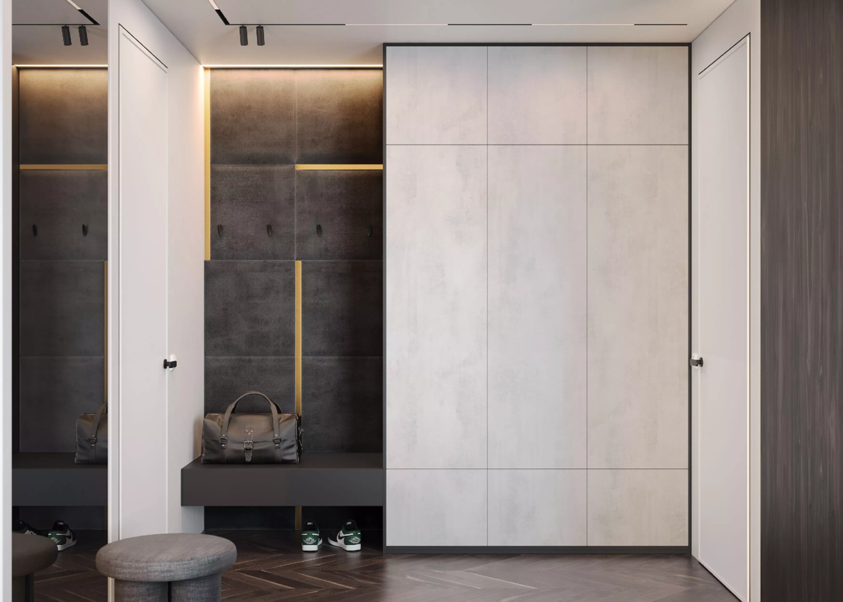 Прихожая в светлых тонах с мягкими панелями (арт. 163)