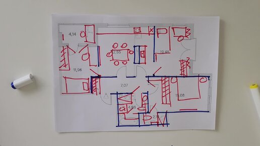 Разбор планировки подписчика. 74 м² для пяти человек