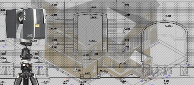 Сканирование и обмерные чертежи для ремонта фасада здания