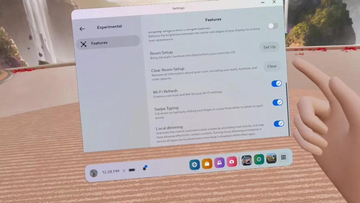 В разделе Experimental settings можно найти множество новых возможностей. Если вы являетесь владельцем Quest Pro, то опция локального затемнения наконец-то будет под вашим полным контролем.