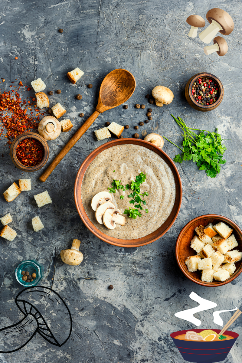 "Грибной суп с картофелем - это легкое и ароматное блюдо, приготовленное на основе свежих грибов, картофеля, моркови и лука. Насыщенный вкус супа подчеркивается свежей зеленью и чесноком, что делает его отличным выбором для ужина или обеда. Готовится суп быстро и просто, и он прекрасно греет в холодное время года. Грибной суп с картофелем - отличный способ насладиться природными вкусами в уютной атмосфере деревенской кухни."