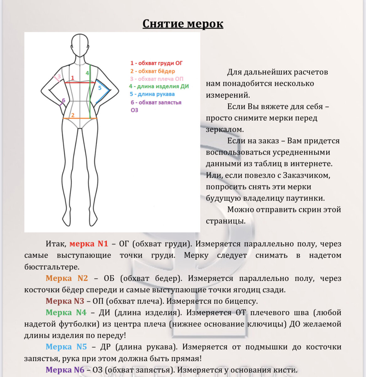 Как снять мерки для вязаных изделий