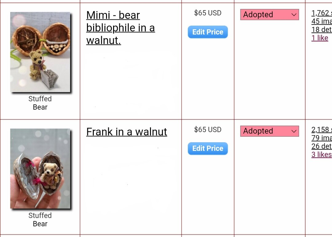Часть витрины моего магазина на одном иностранном сайте. Обе игрушки проданы за 65 долларов.