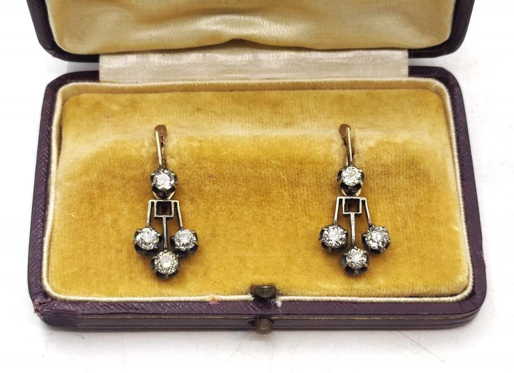 ЗОЛОТО 56 проба! МОДЕРН! СЕРЬГИ-ТРАНСФОРМЕРЫ "ДЕНЬ-НОЧЬ" С ПРИРОДНЫМИ БРИЛЛИАНТАМИ 1,9 ct!