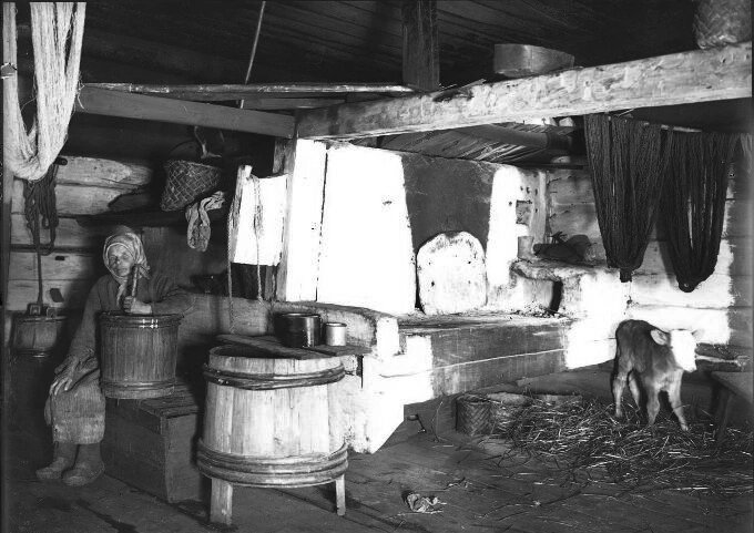 Быт крестьянский. В углу стоит теленок на привязи. Фото из интернета, из разных источников. На авторство не претендую.