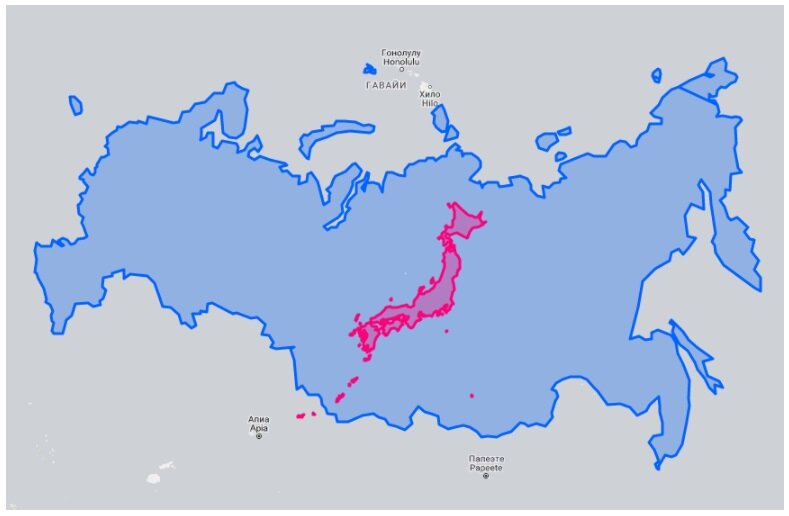 Карта россии и японии вместе