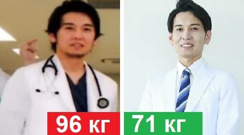 Фото японского доктора Такафуми Кудо - до и после похудения 