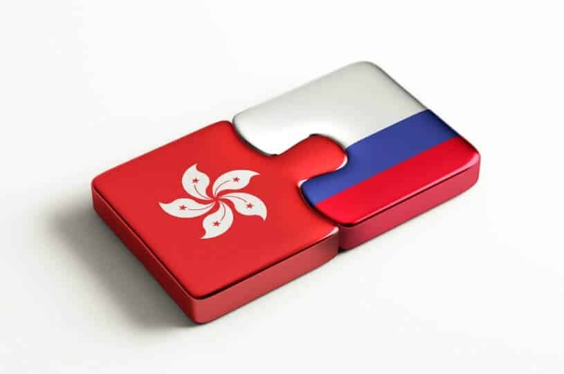 Флаги Гонконга и РФ