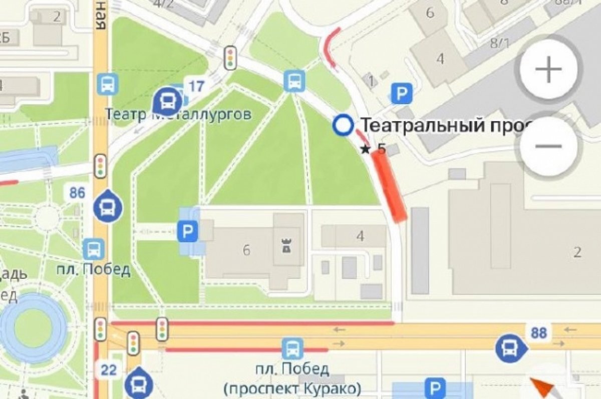    Проезд перекрыли в месте на карте.