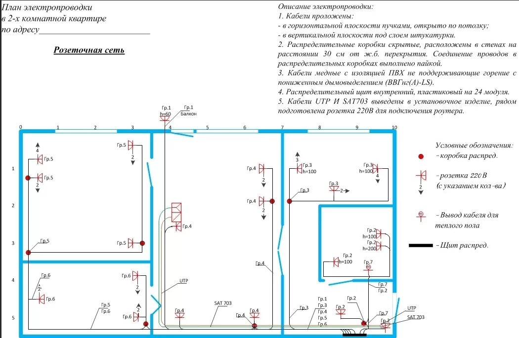 Проект электропроводки. Схема проводки в квартире хрущевка 2х комнатная. Схема электропроводки с распаечной коробкой. Схема проводки в квартире 2 комнатной квартиры хрущевки. План проводки в квартире 2х комнатная схема хрущевка.