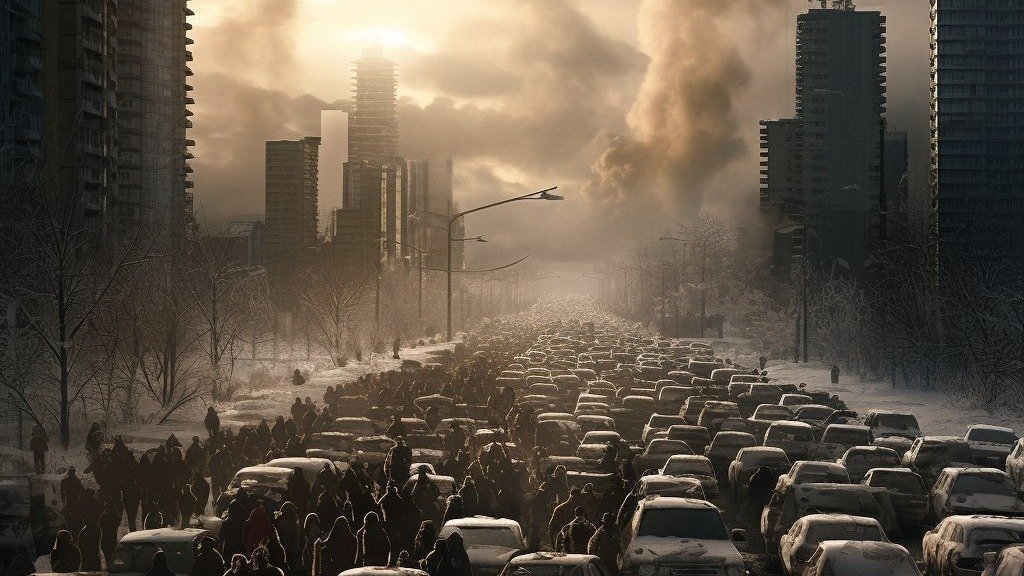 Шушары в дни «транспортной блокады» глазами нейросети. Концепция: «Гражданин Пушкин»
