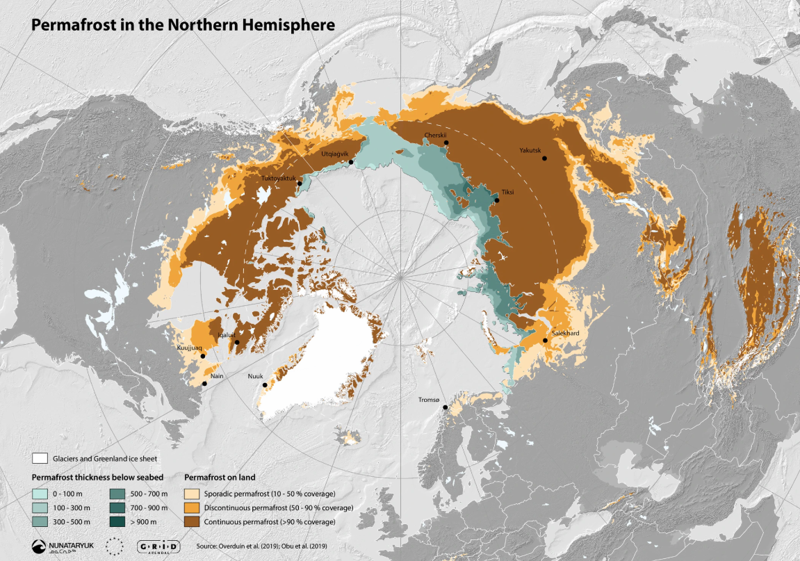 Карта вечной мерзлоты канады