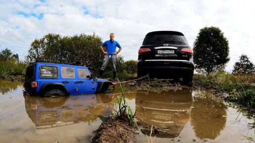 Вытащил JEEP - доволен собой! ... На таком бездорожье этому Wrangler делать нечего! RC OFFroad 4x4