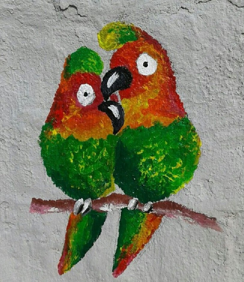 Фрагмент уличной росписи по штукатурке. Сейчас меня такие работы не пугают! Тем более, пишу акрилом - он прекрасно ложится практически на любые поверхности! И что немаловажно - отлично держится! Фото автора, работа автора.