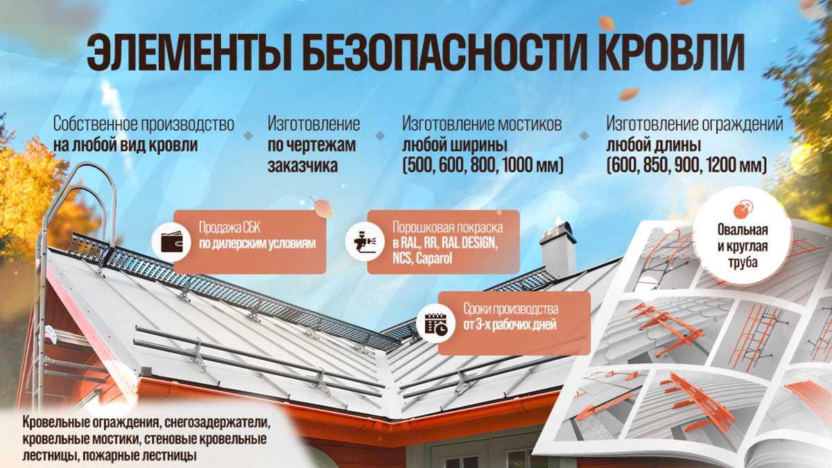 Элементы безопасности кровли: снегозадержатели, кровельные и пожарные лестницы, мостики и ограждения. Компания ООО “Метроз ЗапускИнжиниринг” занимается производством СБК и продажей других брендов.