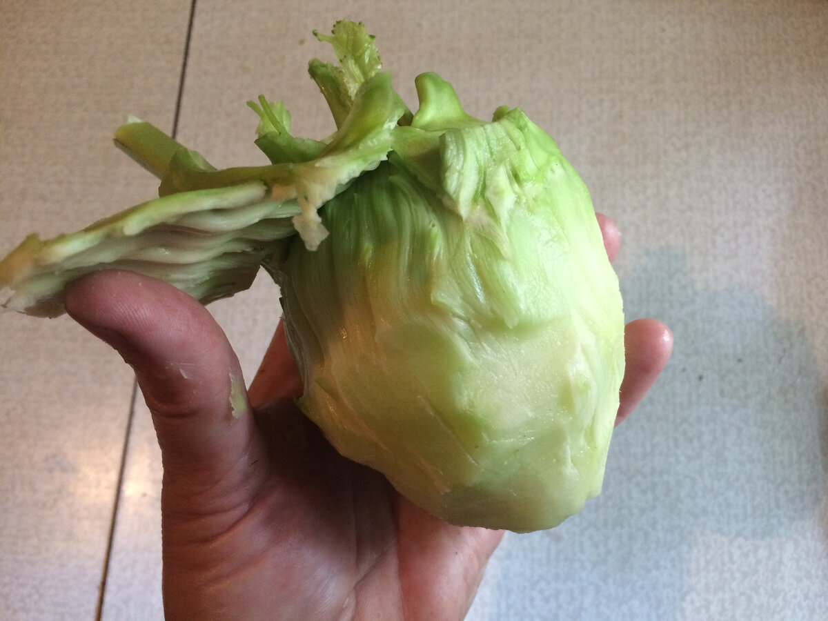 На фото показано, какой слой я срезаю - не люблю, когда она волокнистая.