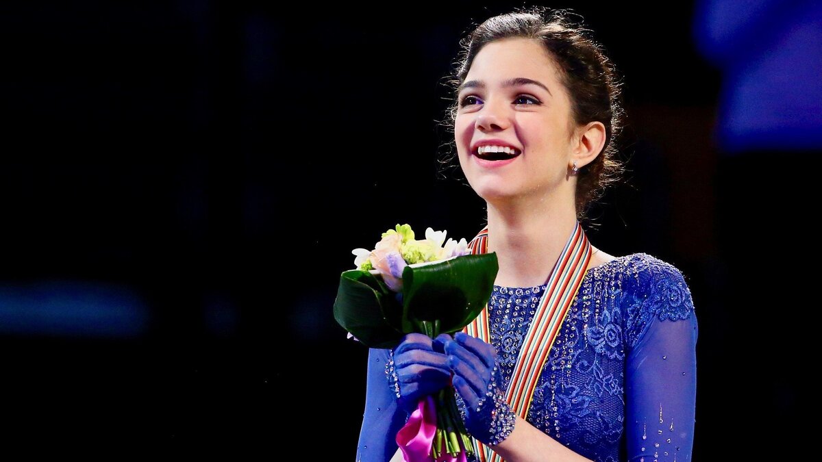 Евгения Медведева на Чемпионате Мира в Бостоне в 2016 году.