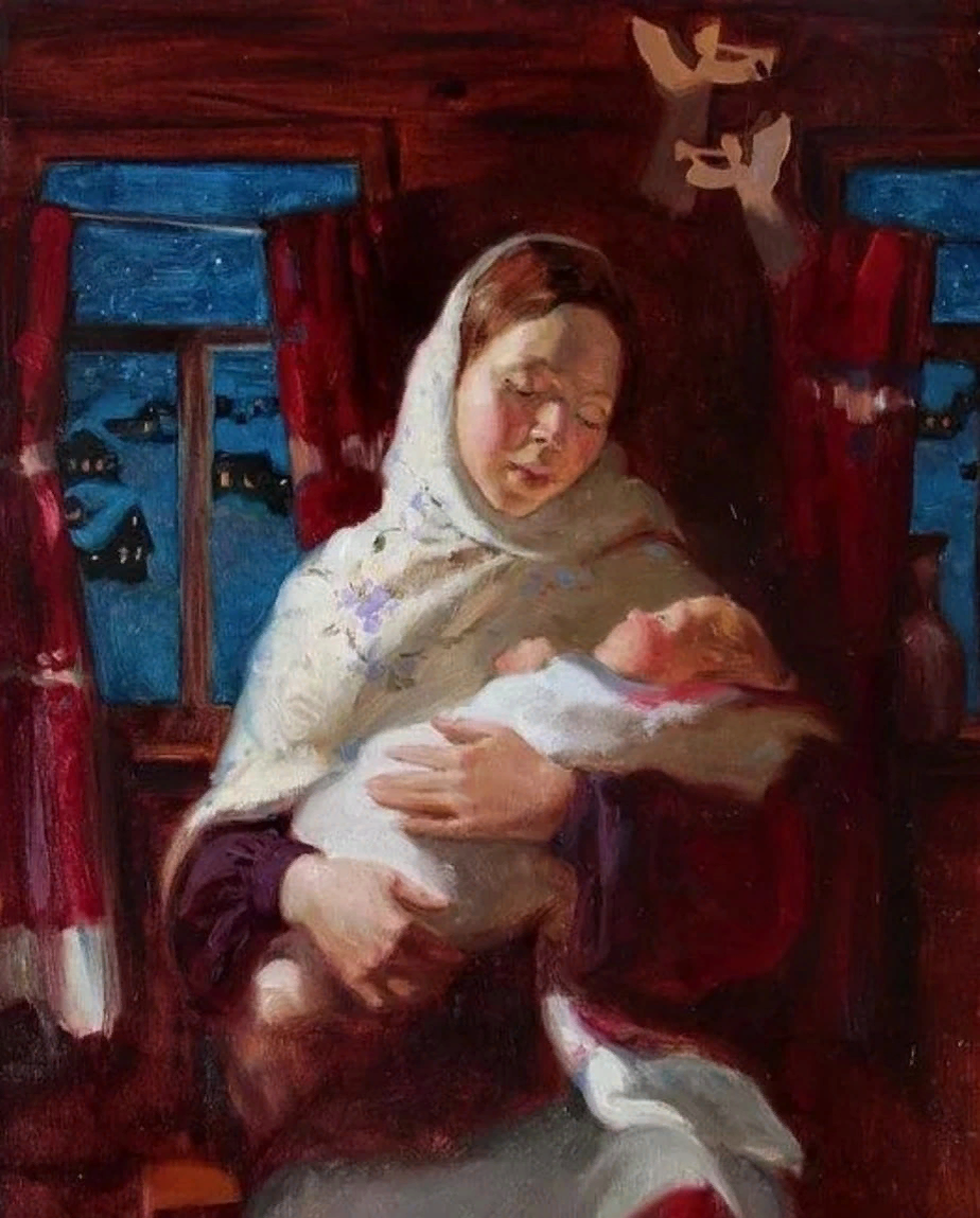 st-urman.ru Ю.П. Кугач. У колыбели. 1975