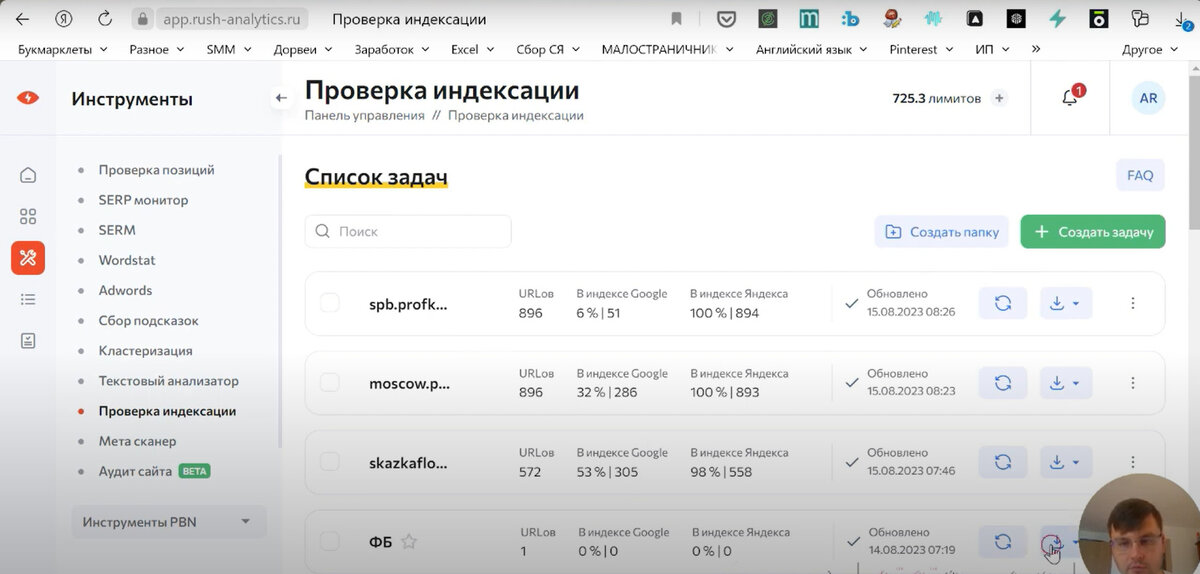 Проверить индекс сайта. Rush Analytics. Проверка индексации сайта.