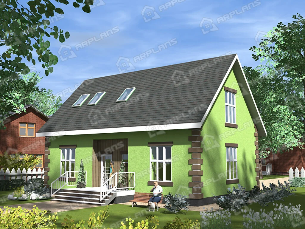 Фото 2 двухэтажного дома из блоков с мансардой, 4 спальнями, террасой и вторым светом. Общая площадь 160 кв м. Источник arplans.ru Проект К-279