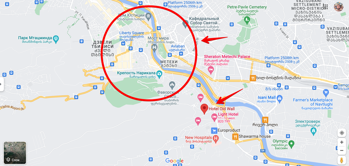 Расположение Hotel Old Wall и отметка Старого Города