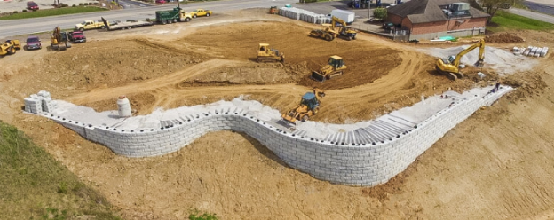 Подпорные стены из бетонных блоков 