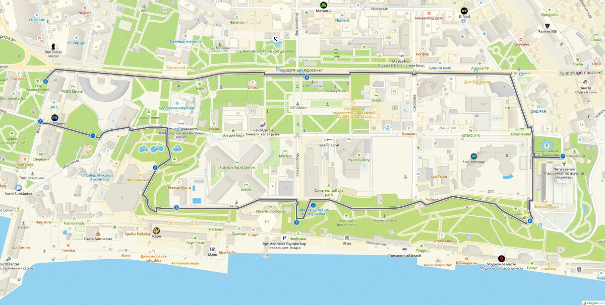 Карта маршрута "Исторический бульвар"