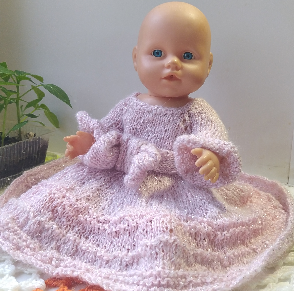 Вязание спицами | платье спицами | платье для куклы | работа автора Фото автора 