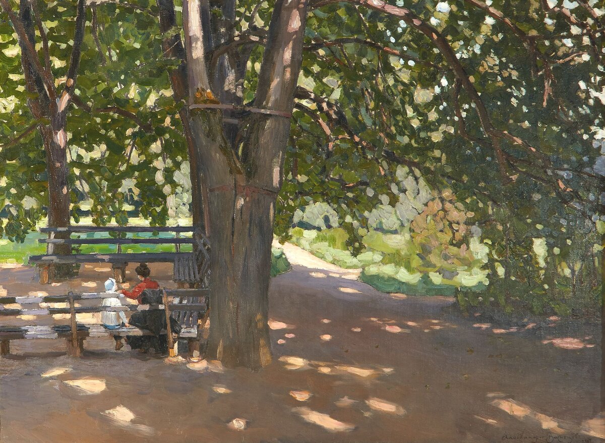 А. М. Васнецов. В тени лип. Демьяново, 1907 год, источник — википедия.