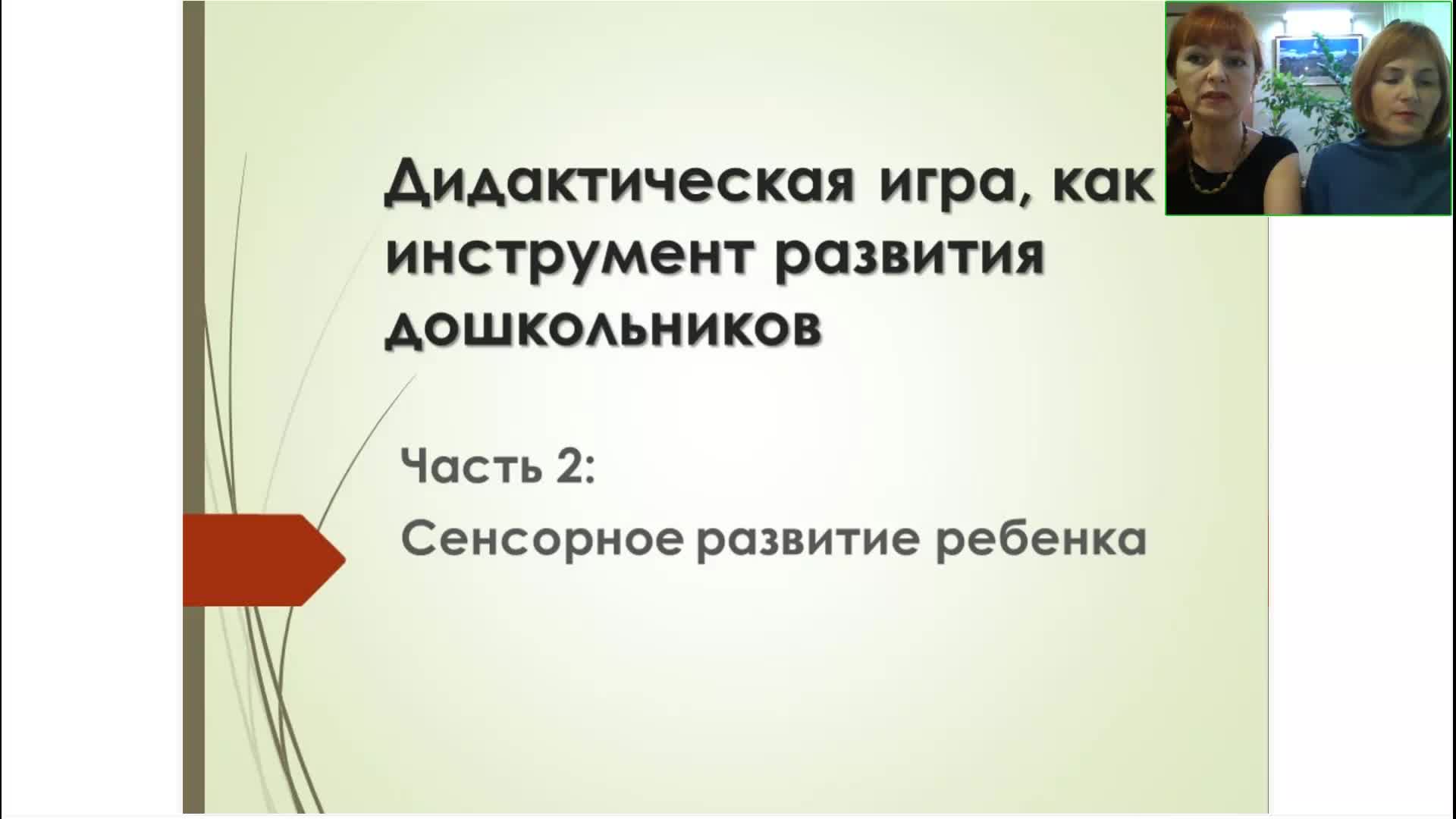 Вебинар «Сенсорное развитие детей через дидактические игры»