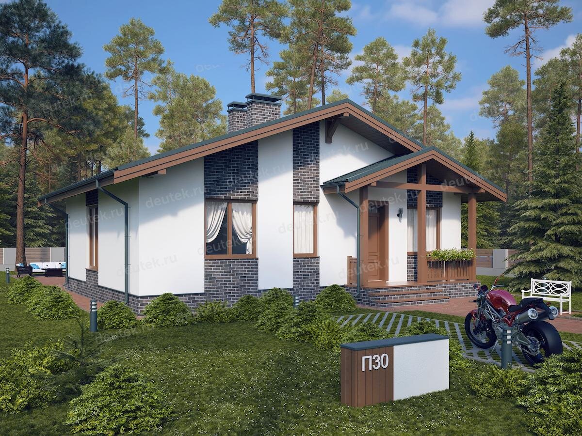 Проект одноэтажного дома 12x13 с террасой - DTE21