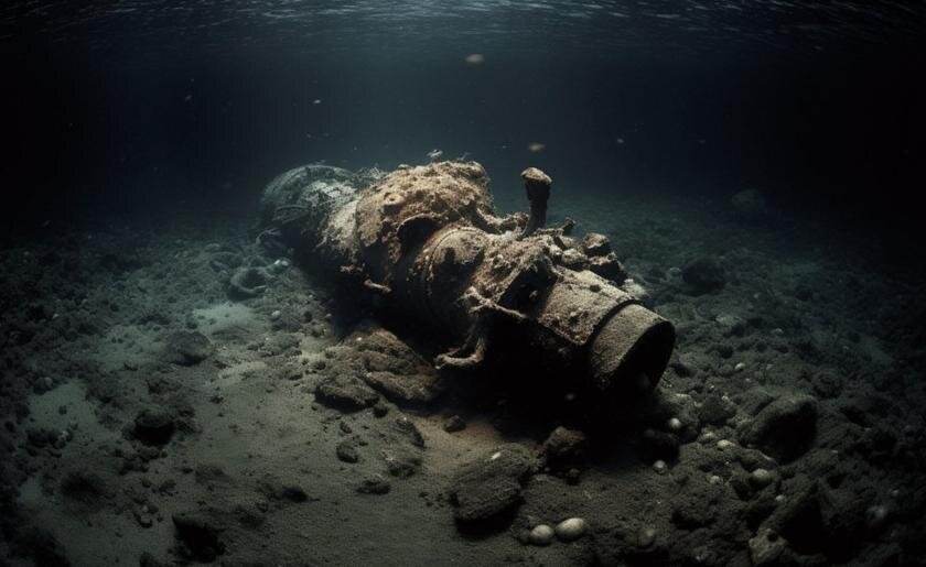    Сгенерированное изображение обломков подводного аппарата «Титан» / © Twitter