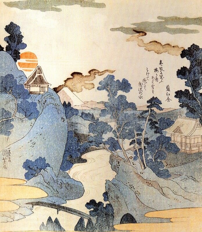Фото из открытых источников. Японская цветная гравюра. Древняя Япония, пейзаж