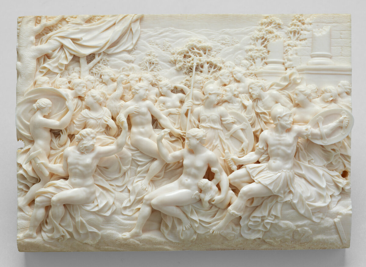 Собрание богов на Олимпе, 1680/90, резьба по кости, 12,5 × 17,5 × 3,7 см