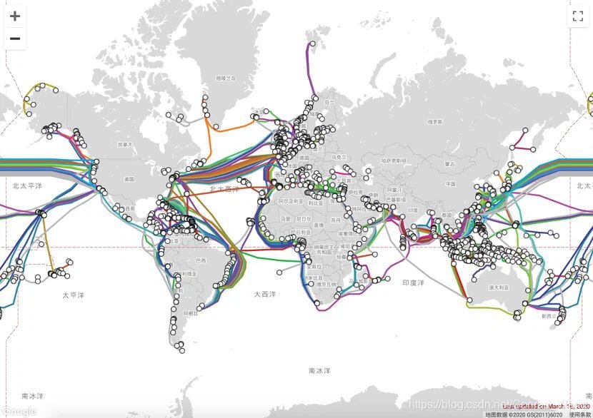 Карта распространения подводных кабелей в мире