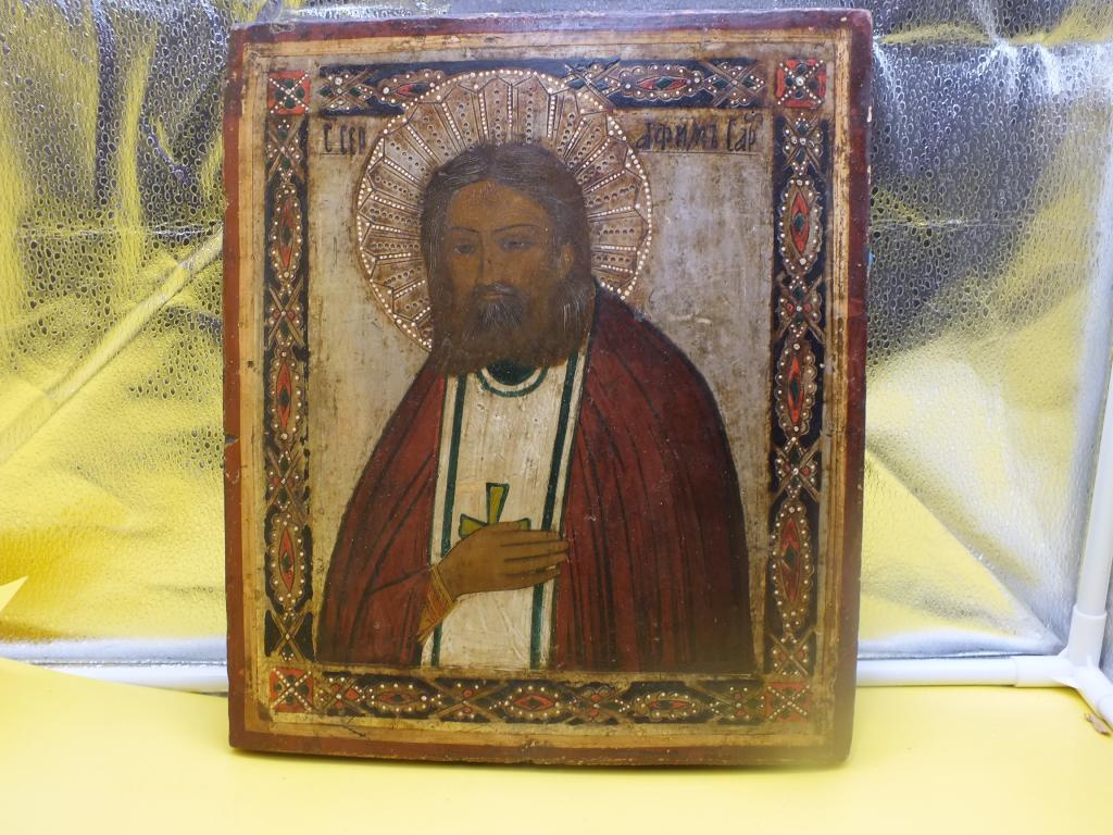 Икона Святой Серафим Саровский Дерево Краски Темпера 