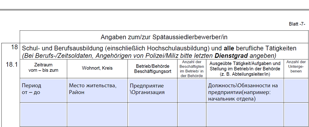 Заполнить антраг для позднего переселенца в германию правильно образец