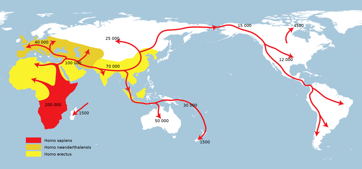 Расселение человека происходило на протяжении многих тысяч лет