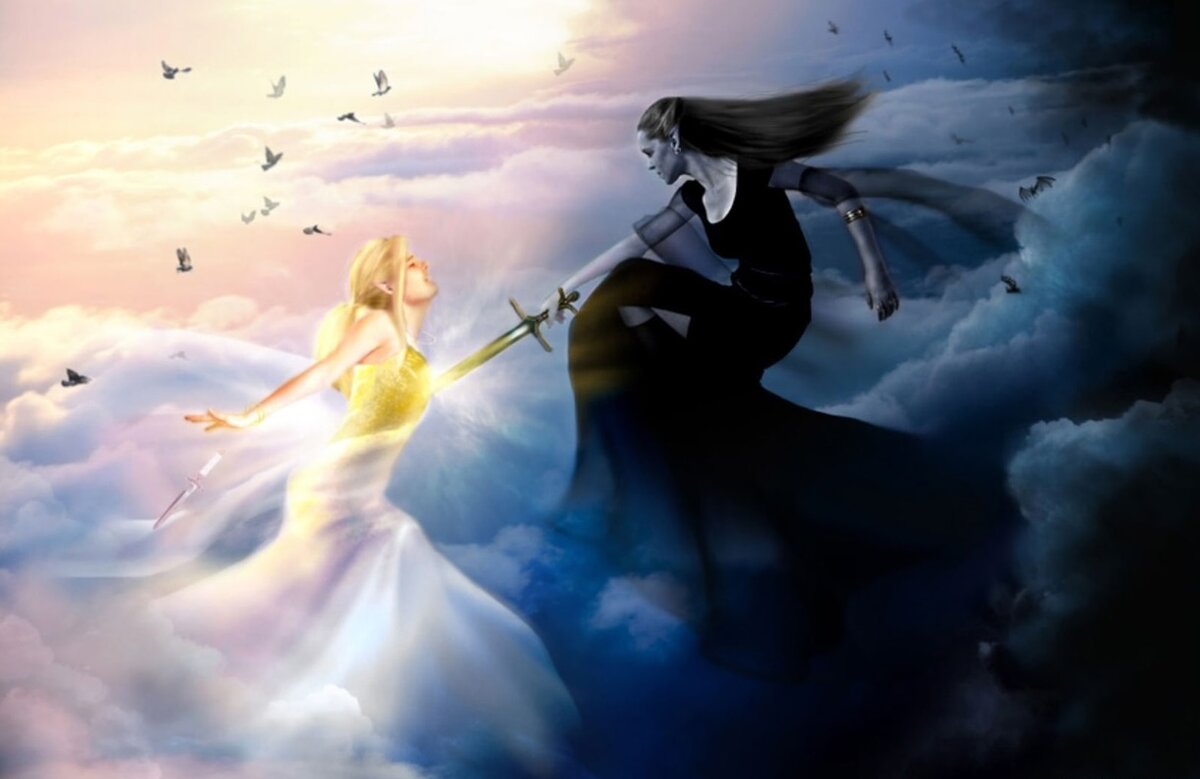 Битва темных и светлых сил. Борьба темных и светлых. Битва между светом и тьмой. Война добра со злом. Темная и светлая сторона души.