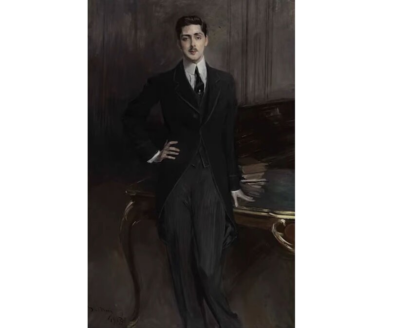 Граф Зубов в английском костюме  и рубашке с высоким воротником. Источник фото mail.ru