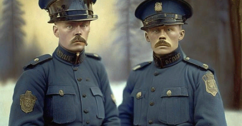 Финские разведчики в 1919 году в стиле "Картина маслом" по версии нейросети Кандински 