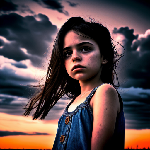 A Girl, Detailed, Dramatic Sky, Atmospheric, Cinematic