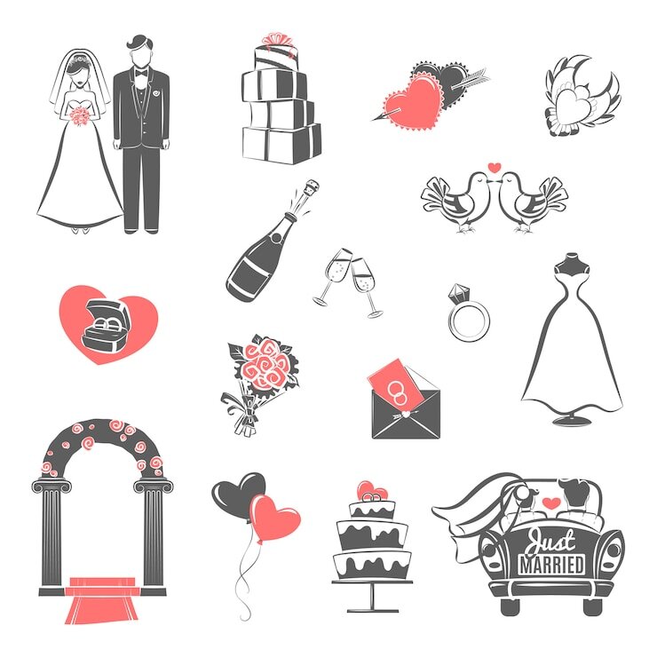 https://img.freepik.com/free-vector/wedding-concept-black-red-icons-set_1284-7566.jpg?w=740&t=st=1689078436~exp=1689079036~hmac=0ee9a60e8399973446090d6883db4c1eb98b89deb83e1070275b08893b31160d