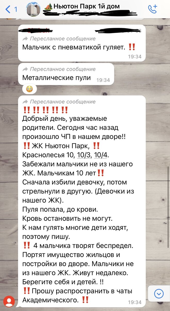 Сообщение в общем чате дома