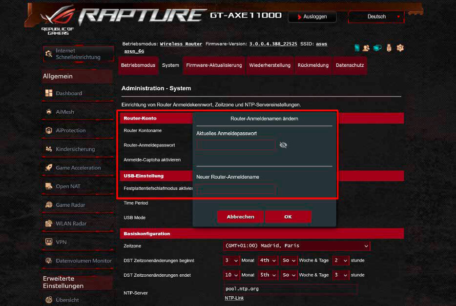 Повышенная безопасность: с помощью этого маршрутизатора Asus вы можете изменить не только пароль доступа к меню маршрутизатора, но и имя пользователя. 